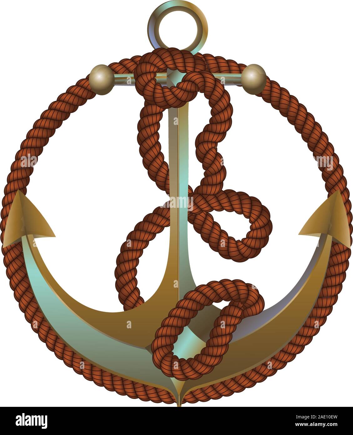 Metallic anchor with a rope on white background Stock Vector Image ...