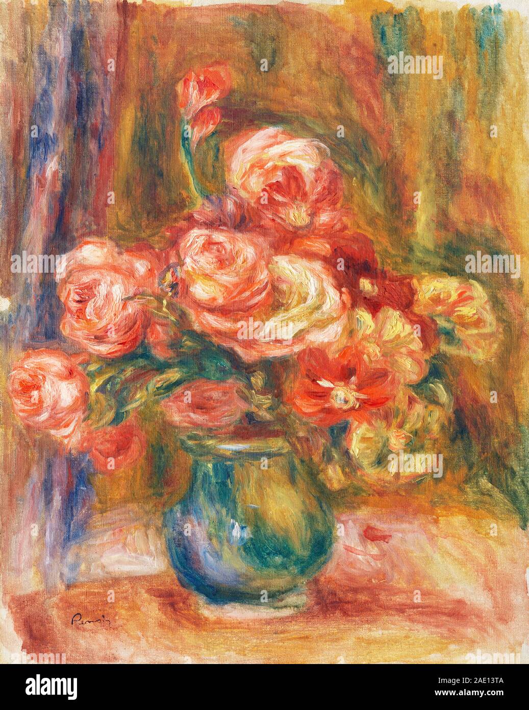 Pierre auguste renoir roses vase hires stock photography and images