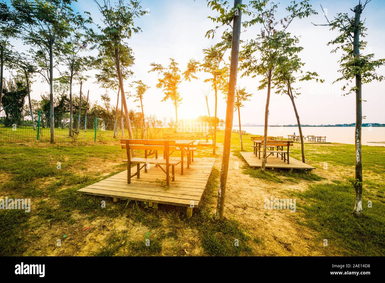 Table and chairs on exotic beach Stock Photo Alamy