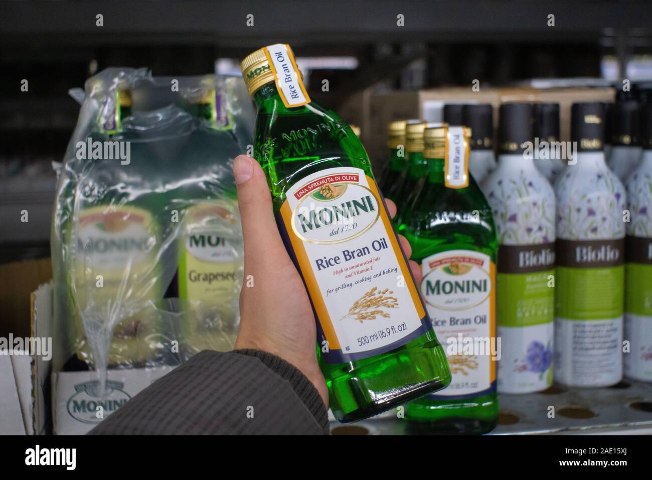 Tyumen Russia November 20 2019 Different Kinds Of Olive Oil Brands Like Monini Stock Photo Alamy