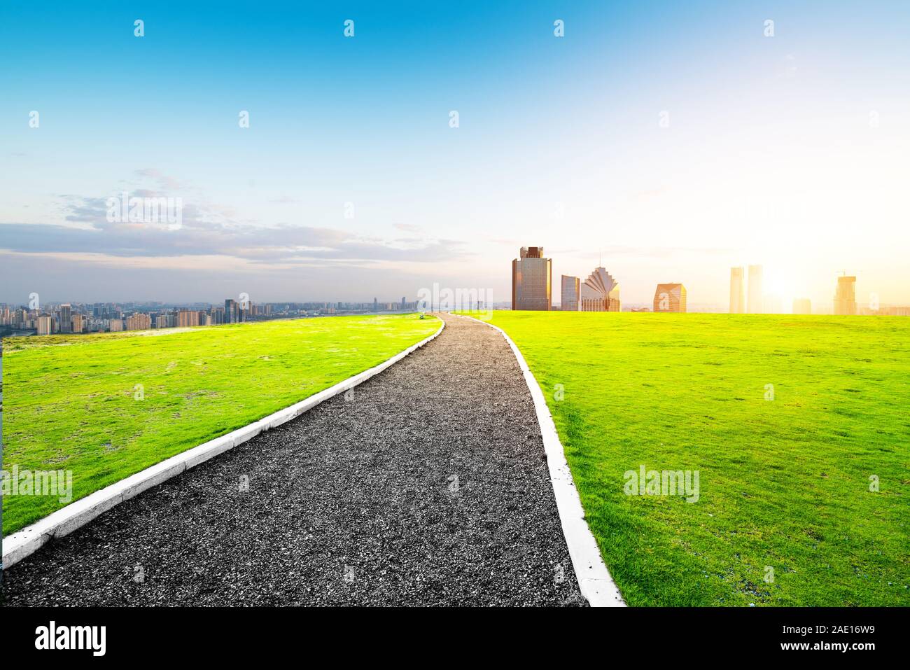 New York City skyline with urban skyscrapers at sunset Stock Photo - Alamy