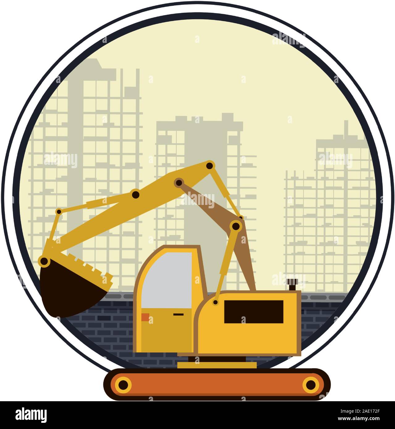 under construction scene with excavator Stock Vector Image & Art - Alamy