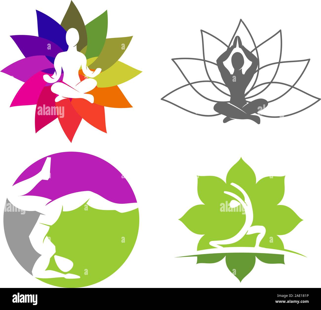 Yoga logo design emblem meditation vector illustration set Stock Vector ...
