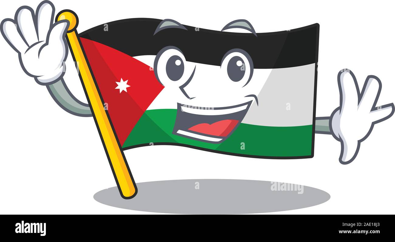 Waving cute smiley flag jordan cartoon character style Stock Vector