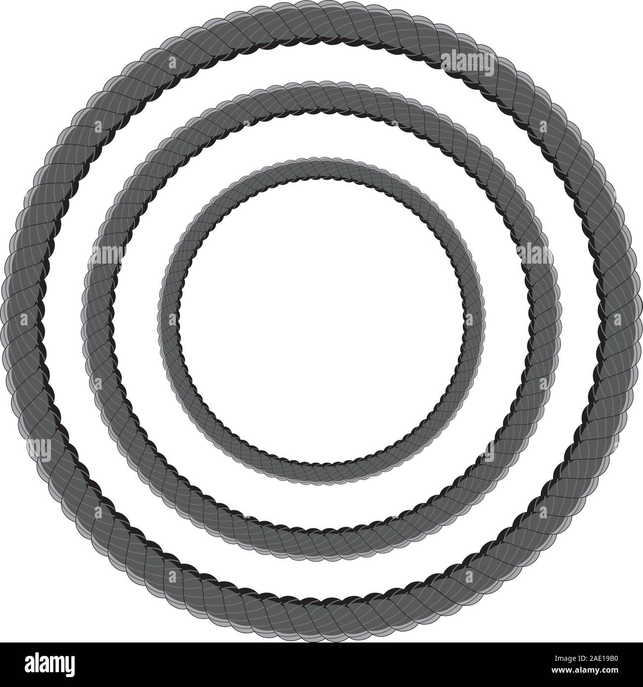 Rope set in different sizes on white background. Stock Vector