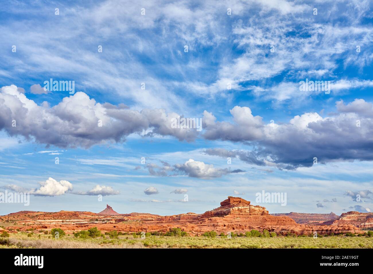 Beautiful cloudscape over rock formations in Canyonlands National Park, Utah, USA. Stock Photo