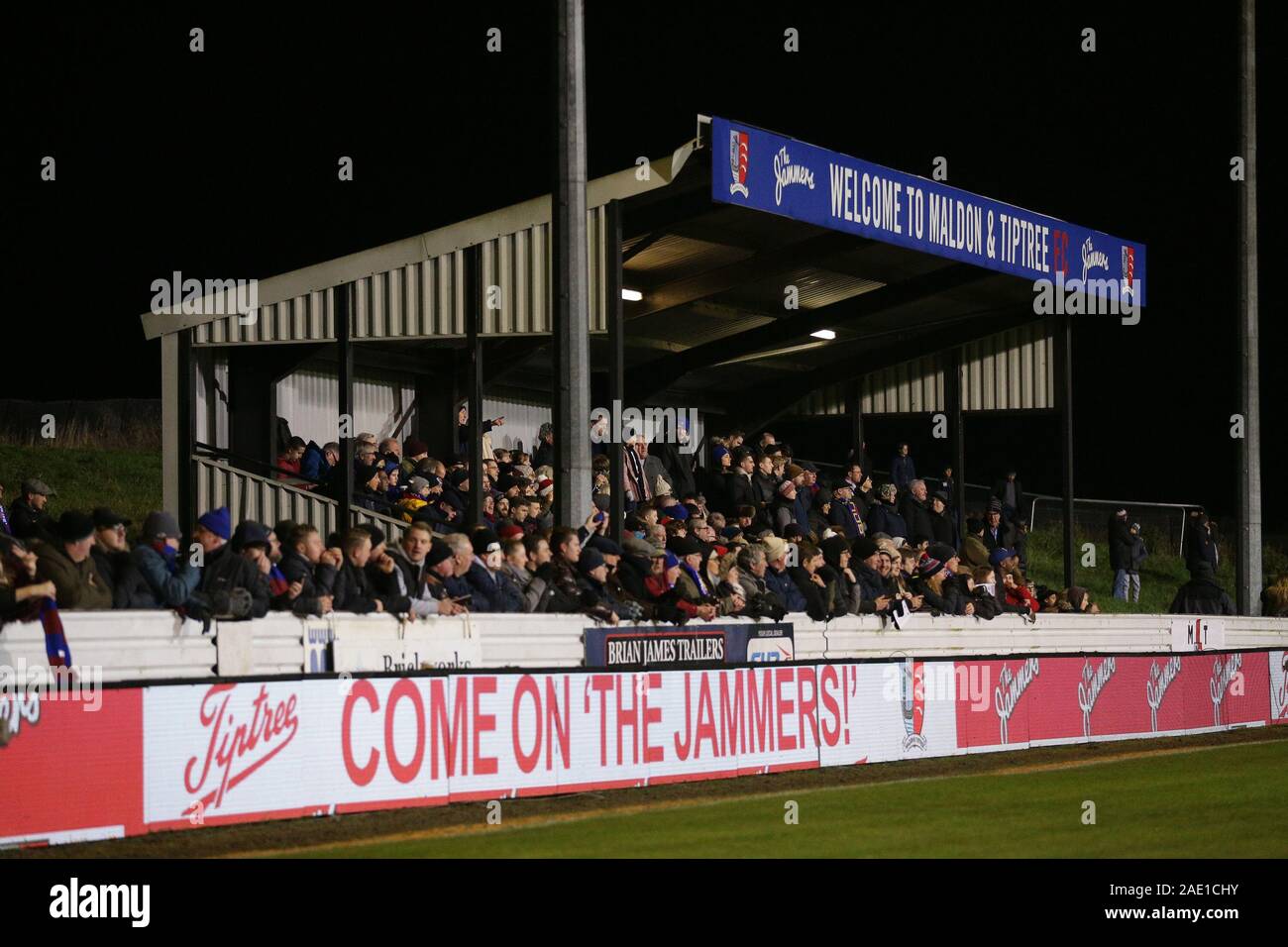 A bumper crowd in the main stand during Maldon & Tiptree vs Newport County, Emirates FA Cup Football at the Wallace Binder Ground on 29th November 201 Stock Photo