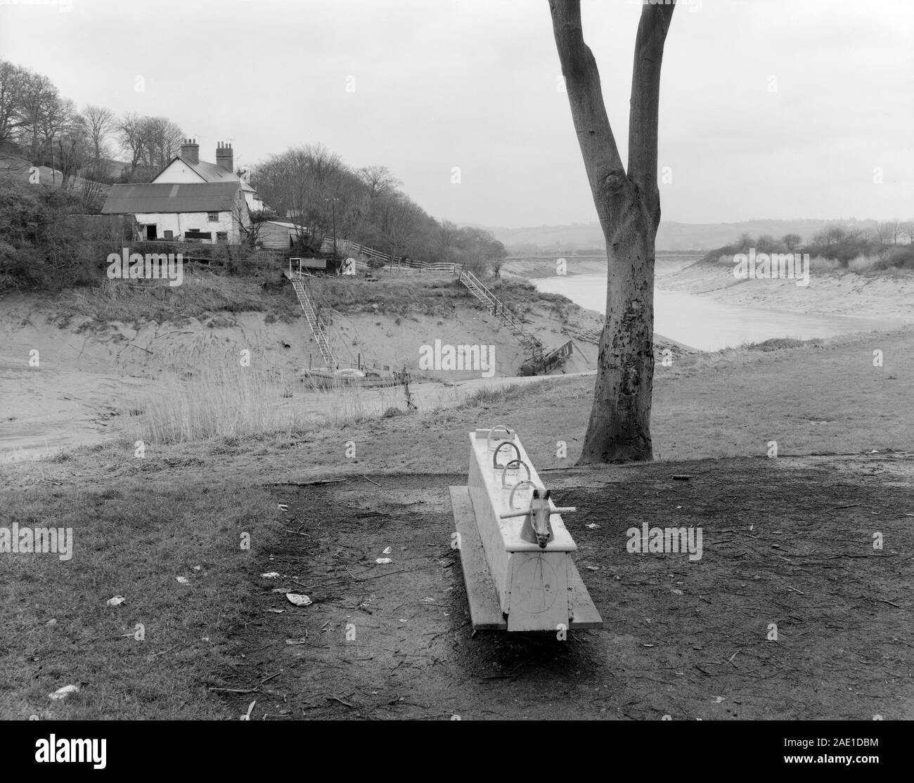 vintage children's playground rocking horse Stock Photo