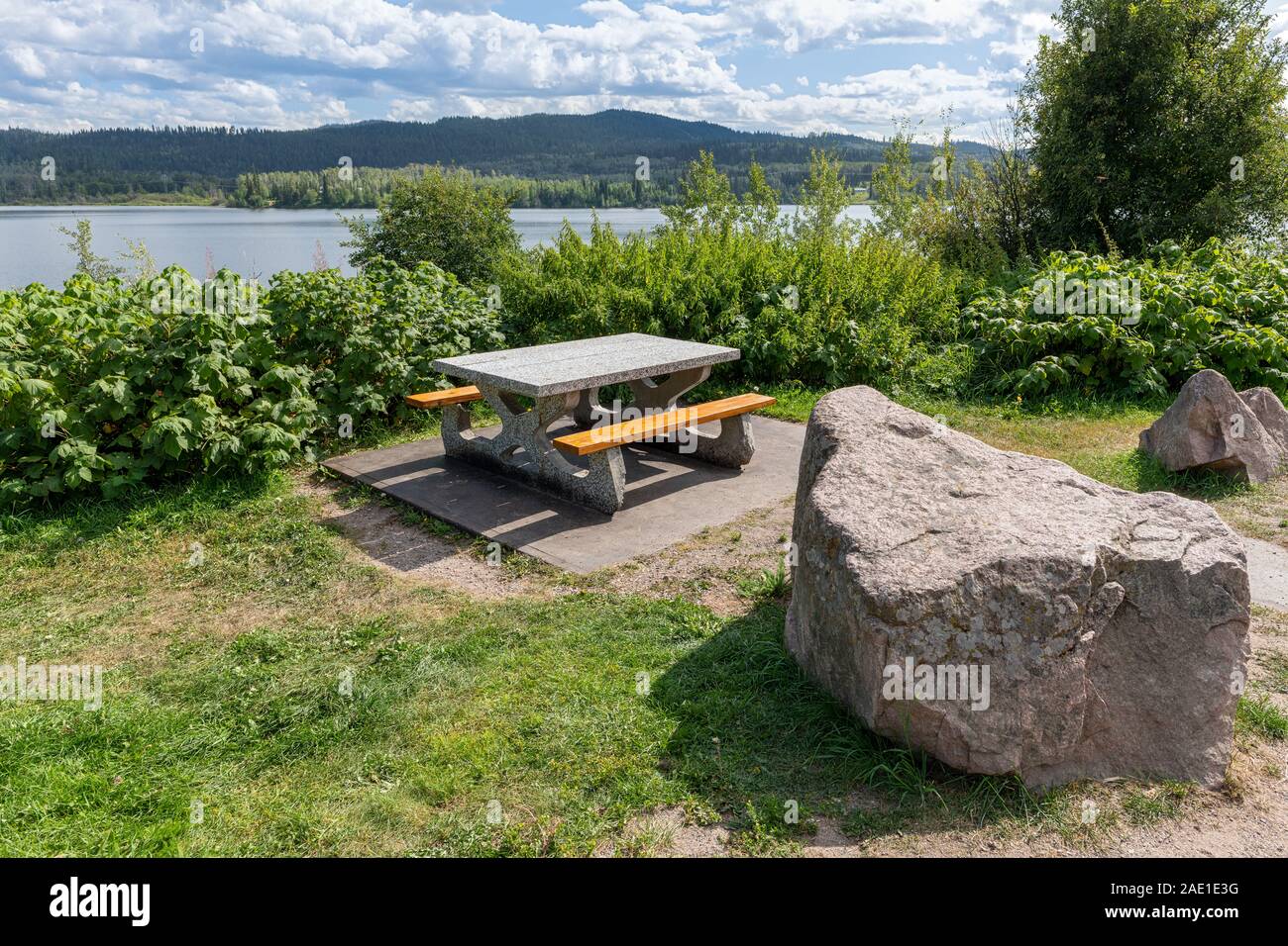 A Picnic Table at the Dry William Lake Rest Area, British Columbia