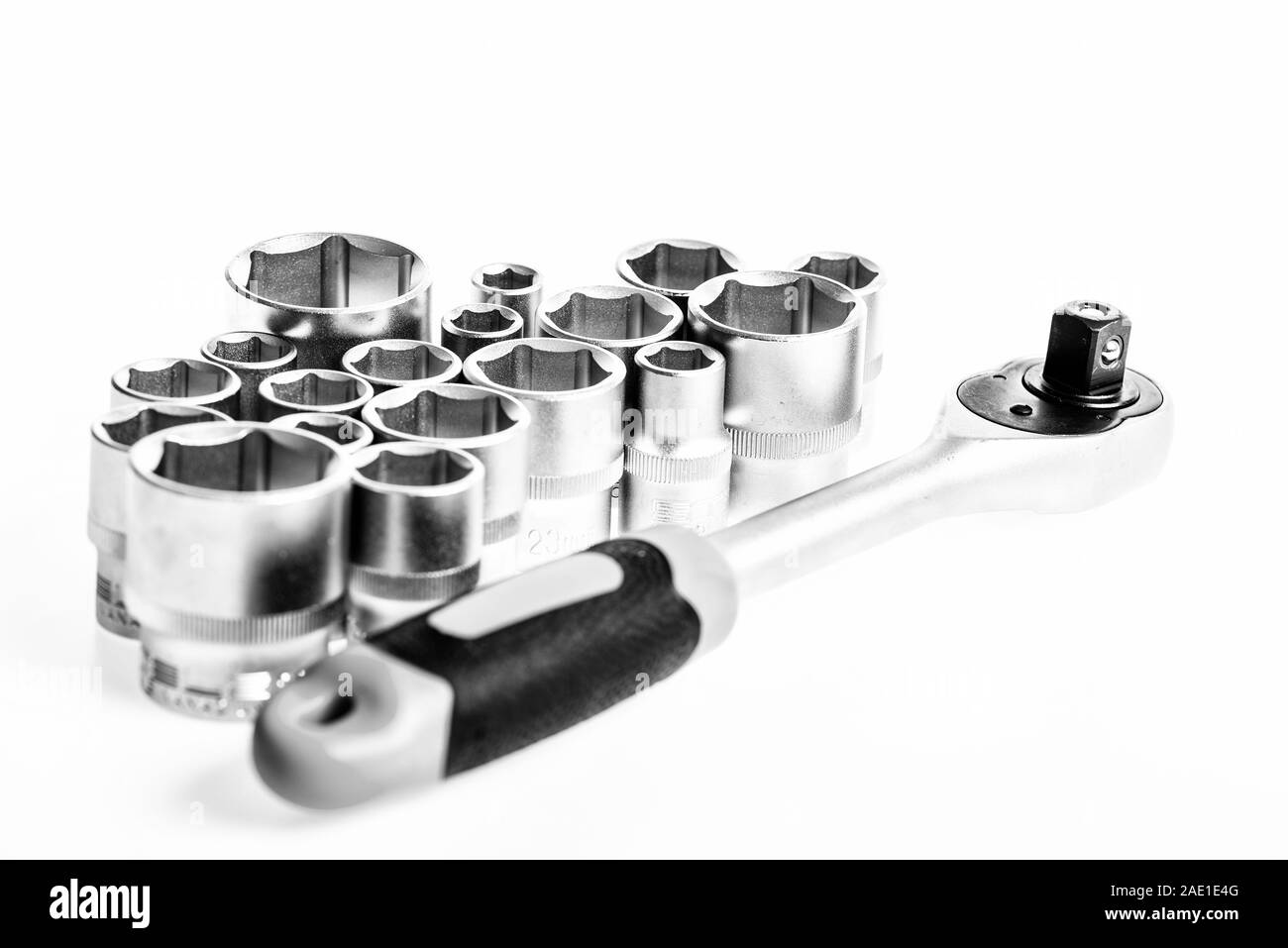 Knob for socket wrench nut ratchet close up. Ratchet tool. Ratchet