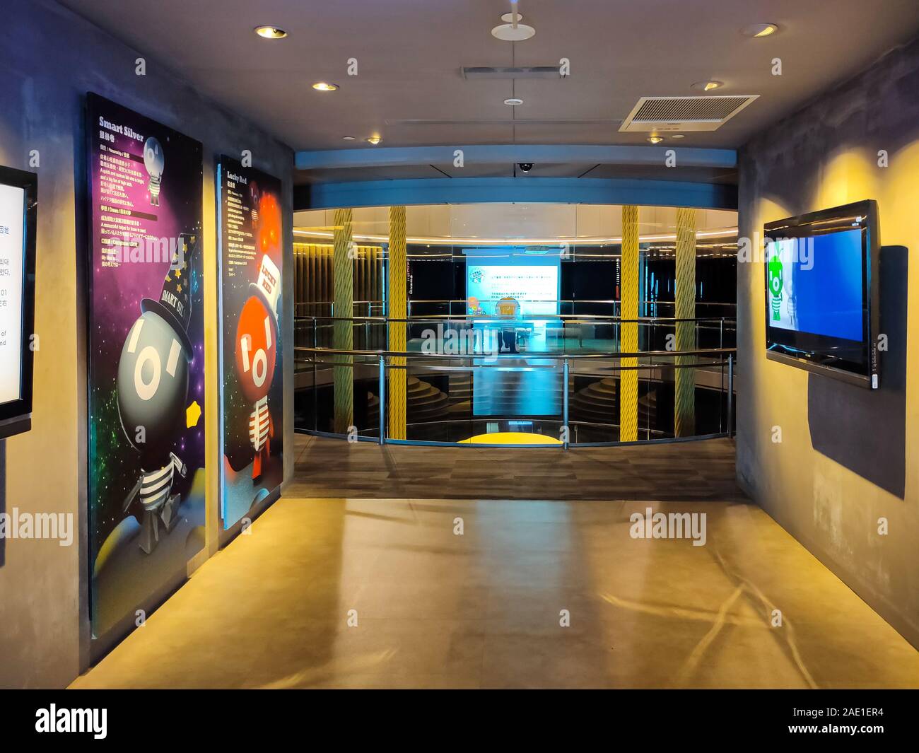 Taipei 101 skyscraper building, on 89F indoor observatory deck provides an unobstructed view of city in all directions. A landmark supertall skyscrape Stock Photo