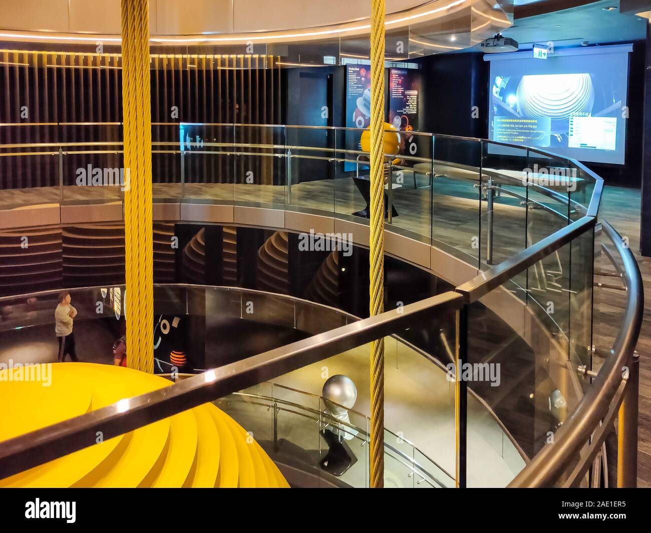 Taipei 101 skyscraper building, on 89F indoor observatory deck provides an unobstructed view of city in all directions. A landmark supertall skyscrape Stock Photo