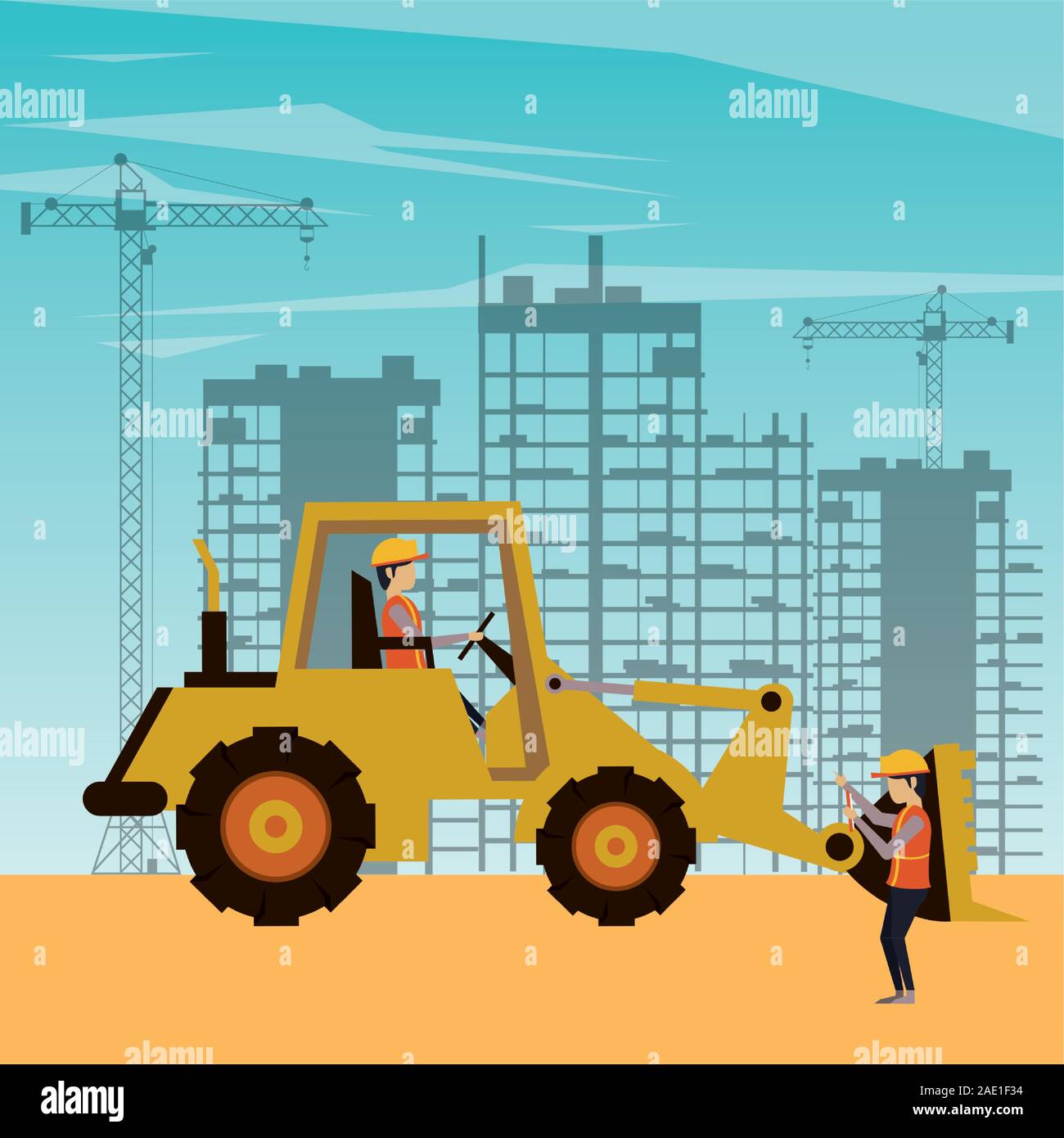 builders working under construction scene Stock Vector Image & Art - Alamy