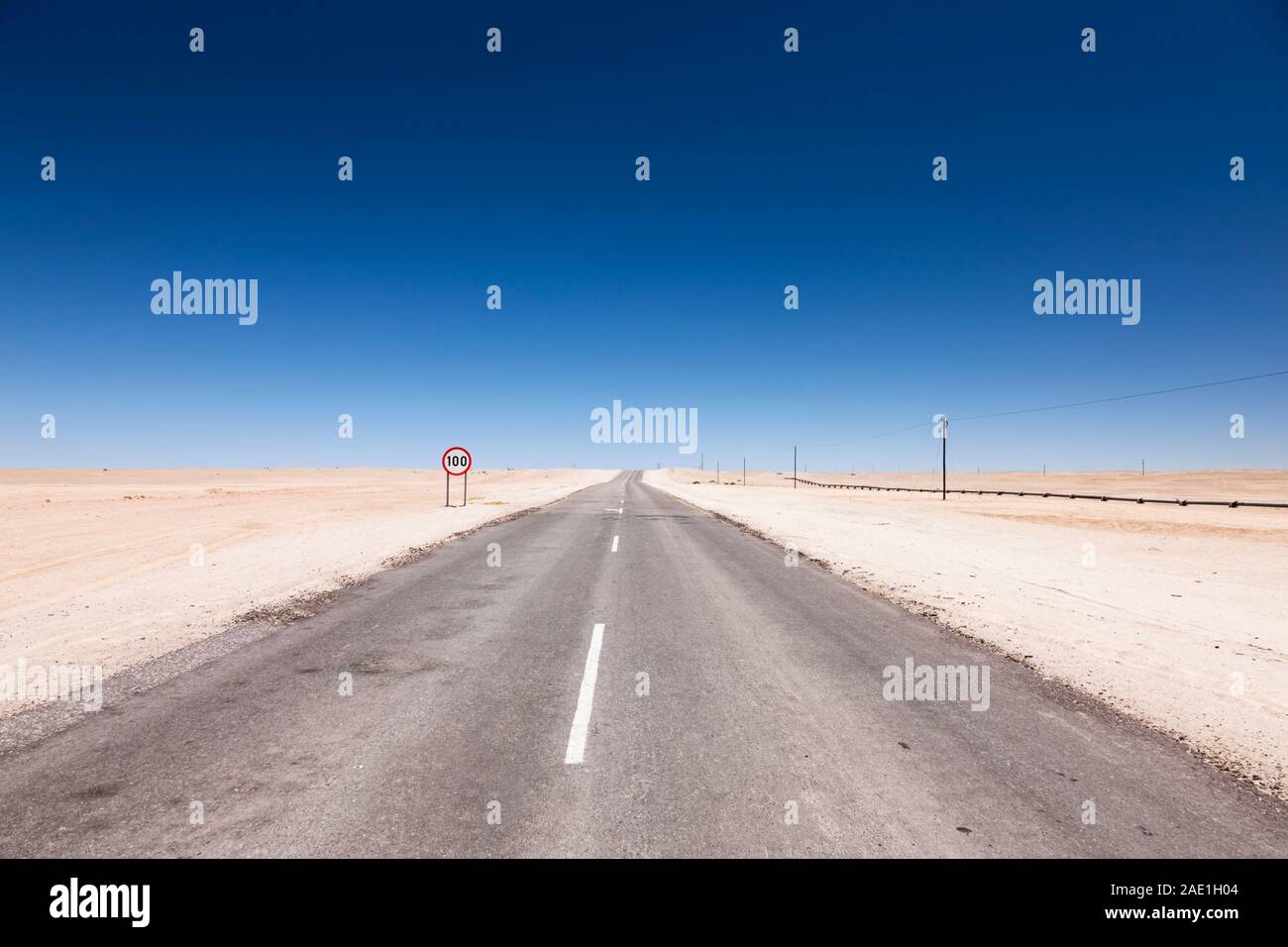 Straight Tar road C28, close to Swakopmund, Namib desert, Namibia, Southern Africa, Africa Stock Photo