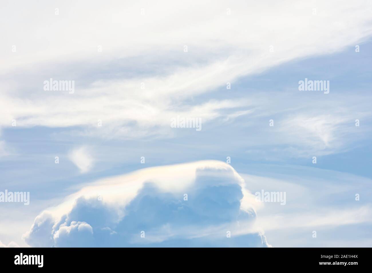 The beauty of the sky with clouds and the sun in summer. Stock Photo