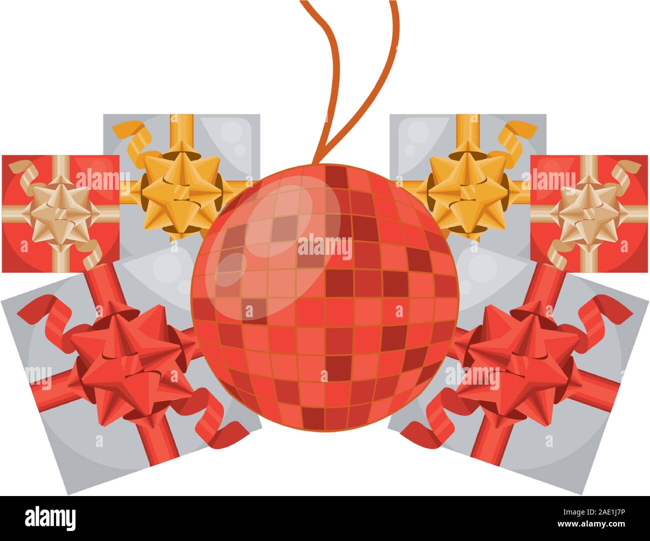 gifts boxes presents with mirrors ball party Stock Vector Image & Art