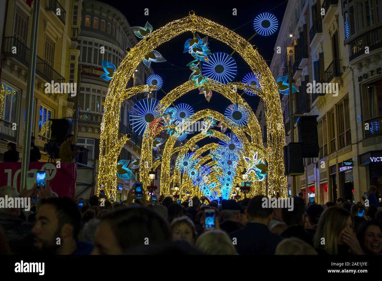 Malaga Christmas Lights Stock Photo Alamy