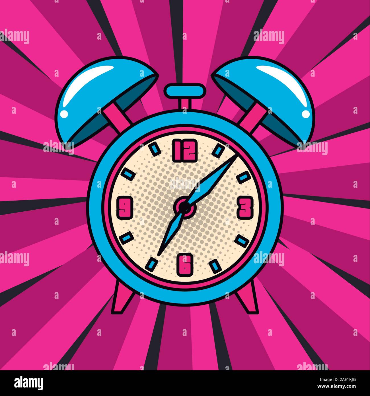 poster pop art style with alarm clock Stock Vector
