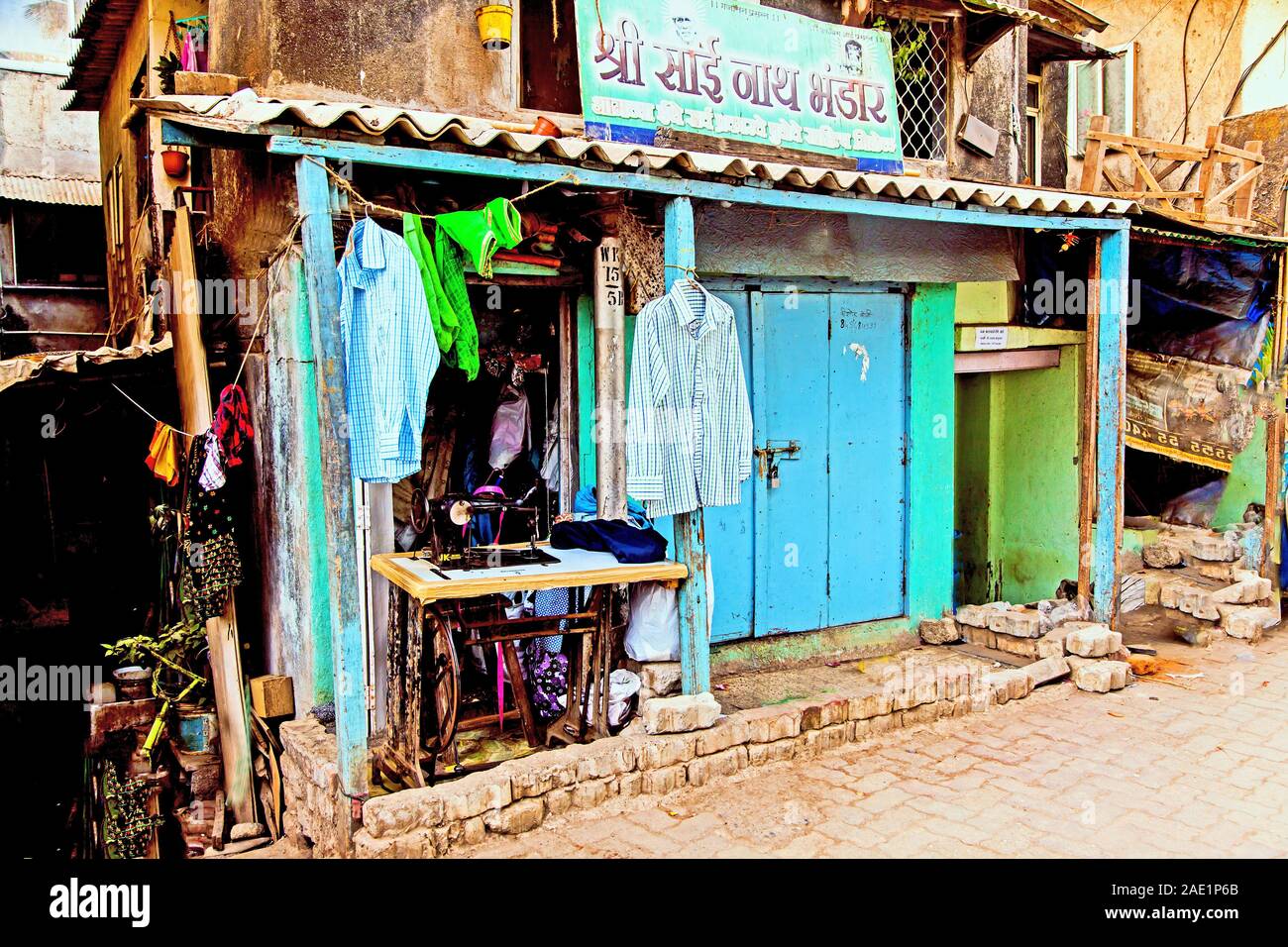 Tailor shop, Koliwada, Worli, Mumbai, Maharashtra, India, Asia Stock Photo