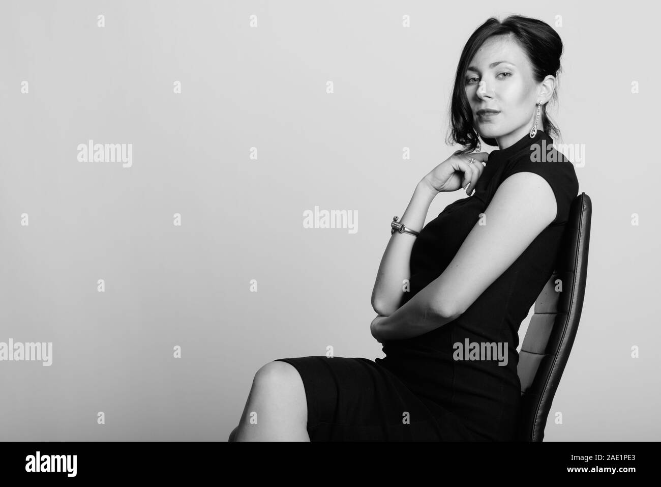 Business lady chair white background hires stock photography and