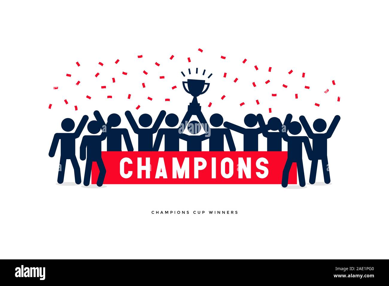 Stick Figures of The Winner Cup Soccer or Football Champions Stock ...