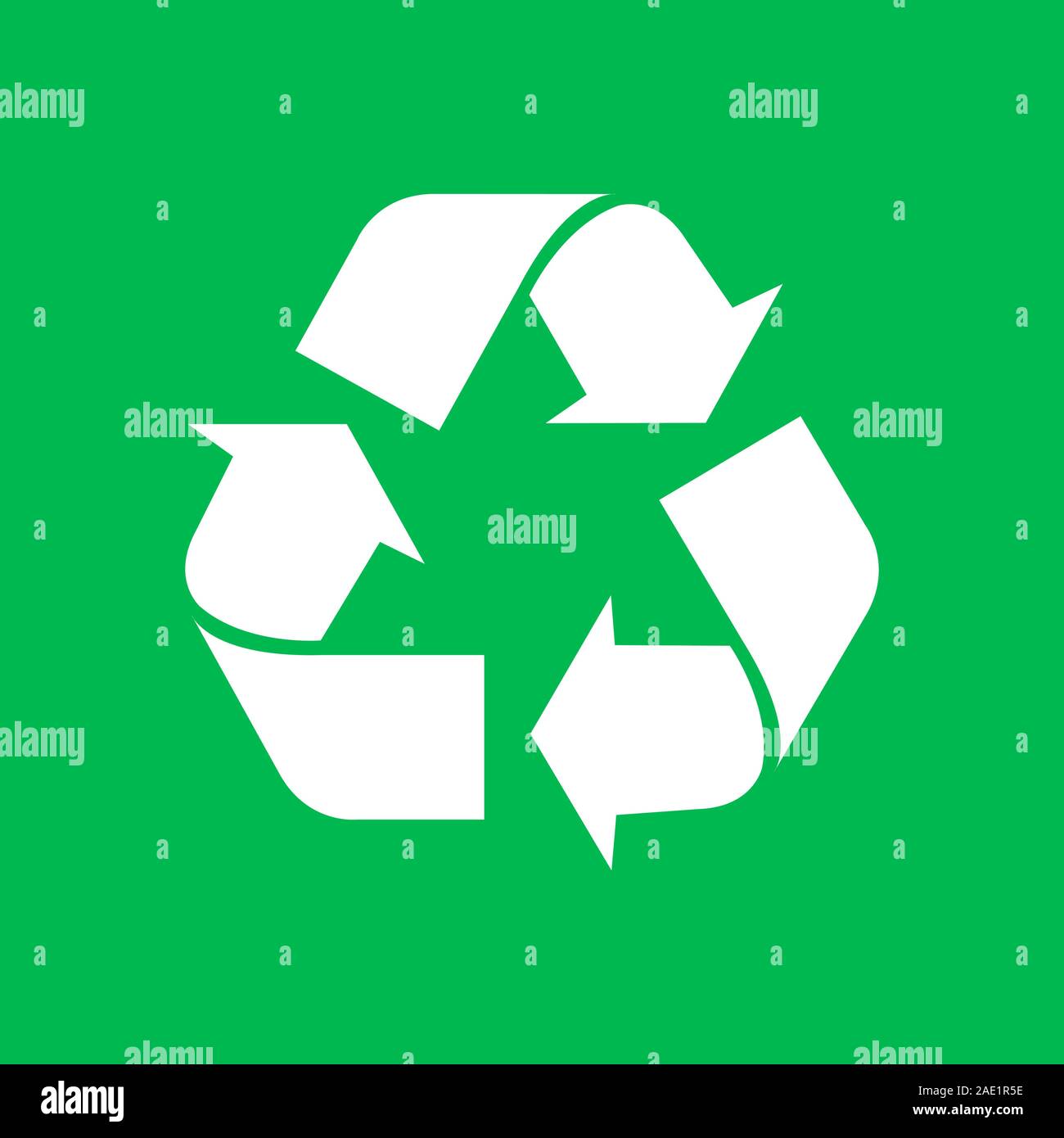 Eco recycle icon on green background - vector illustration. Flat style ...