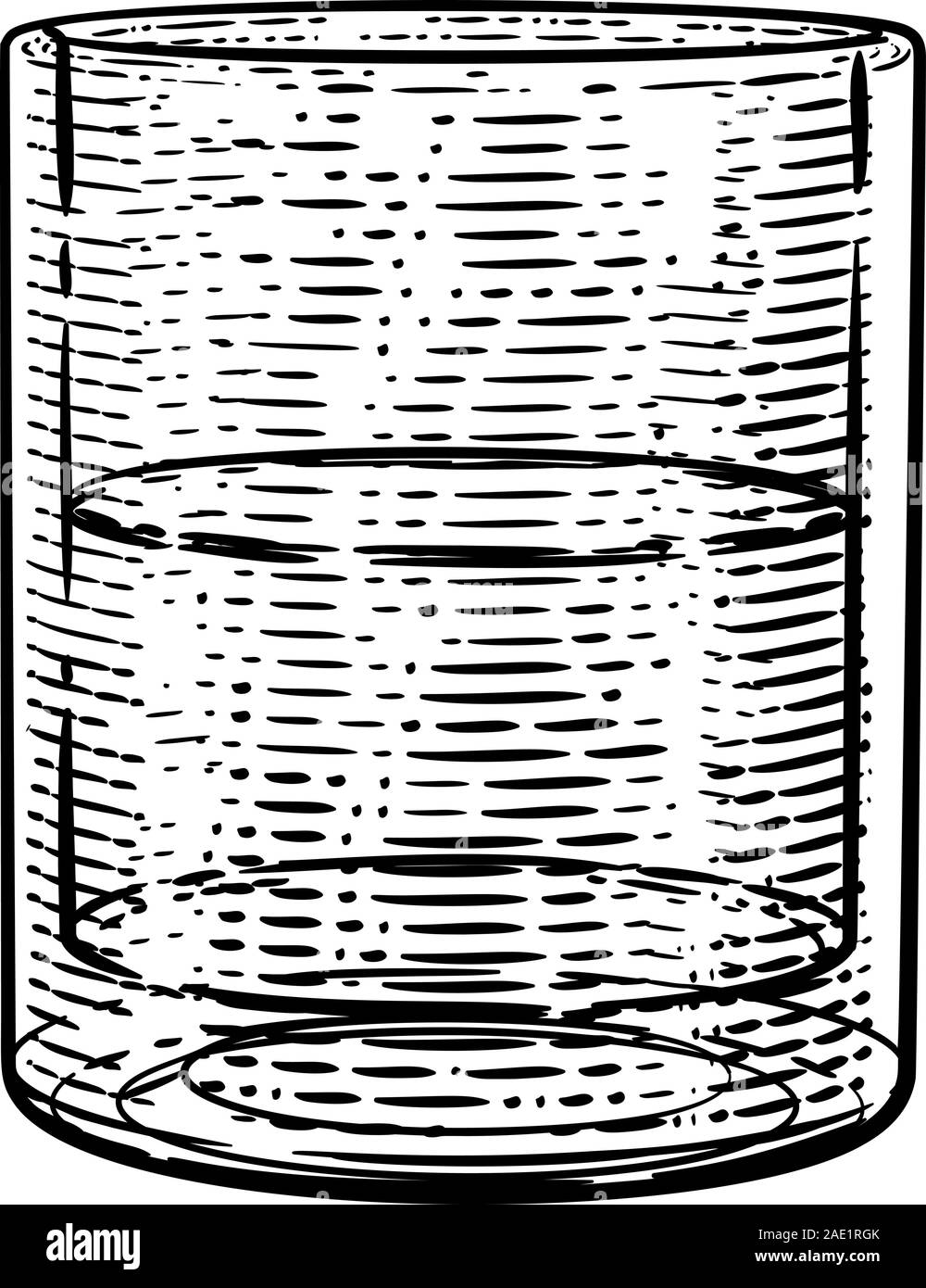 Drinks Glass in a Woodcut Etching Engraved Style Stock Vector