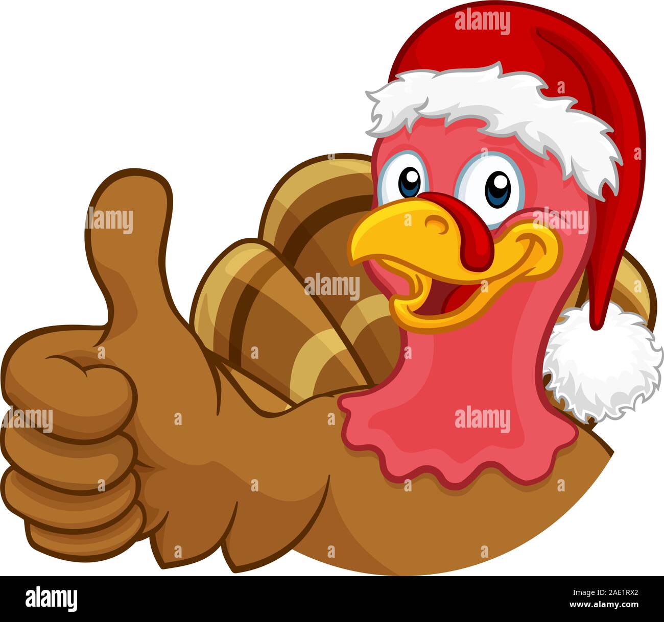 Turkey In Santa Hat Christmas Thanksgiving Cartoon Stock Vector