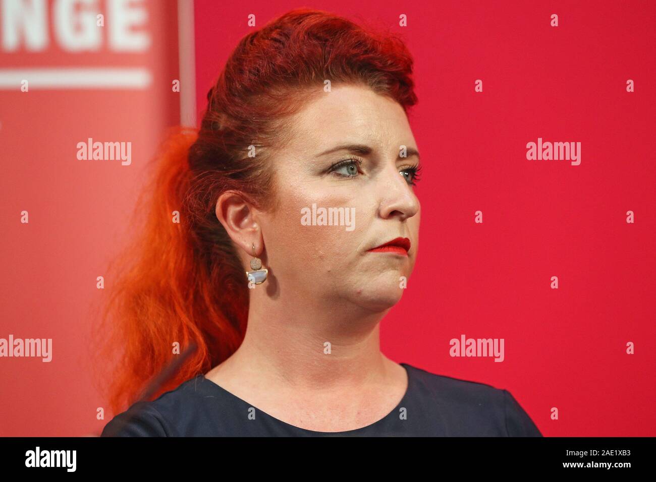 Shadow policing and crime minister Louise Haigh during a Labour Party press conference in central London. Stock Photo