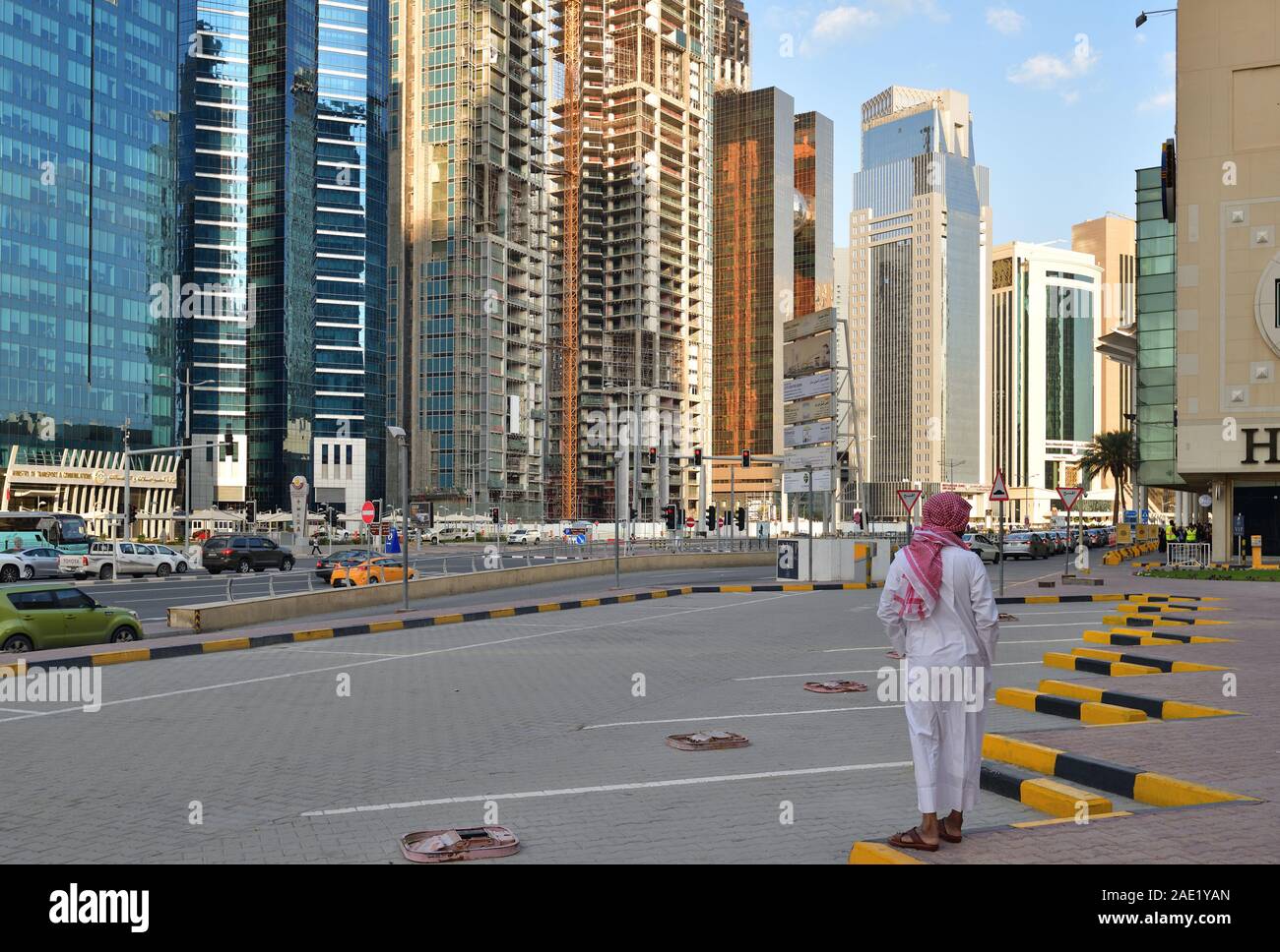 Doha, Qatar Nov 21. 2019. A Conference Centre service Street Stock