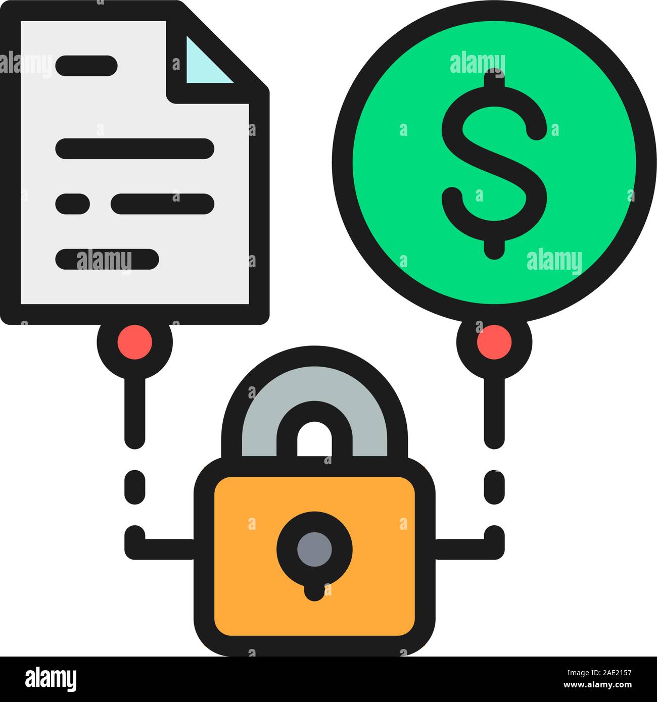 Vector secured loan, loan agreement flat color line icon Stock Vector ...