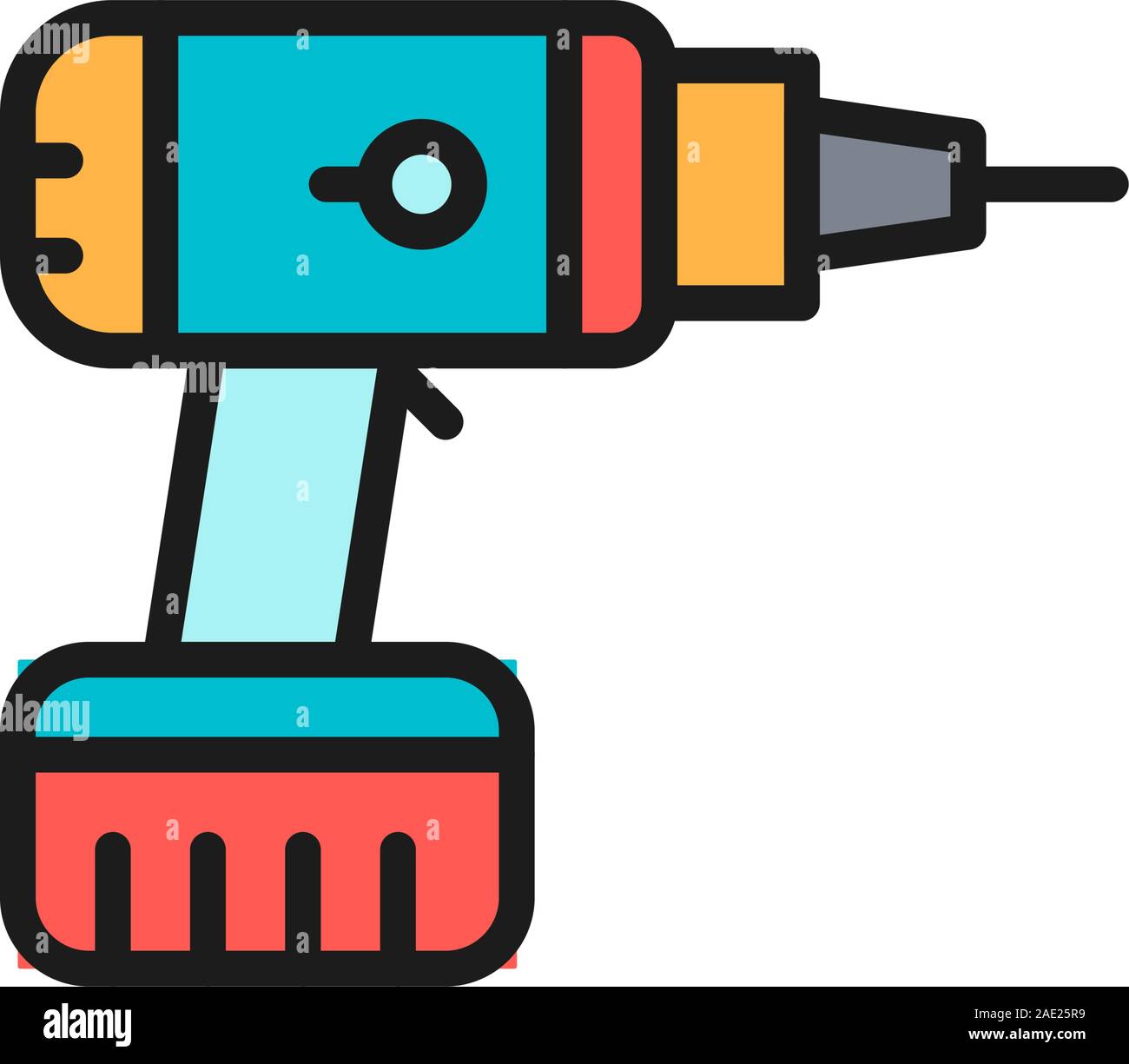 Drill, drilling machine, building tools flat color line icon Stock ...