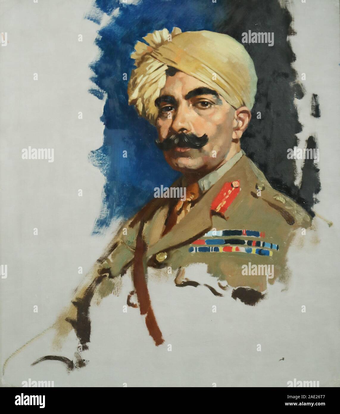 Portrait of Ganga Singh, Maharaja of Bikaner by Sir William Orpen at the National Portrait Gallery, London, UK Stock Photo