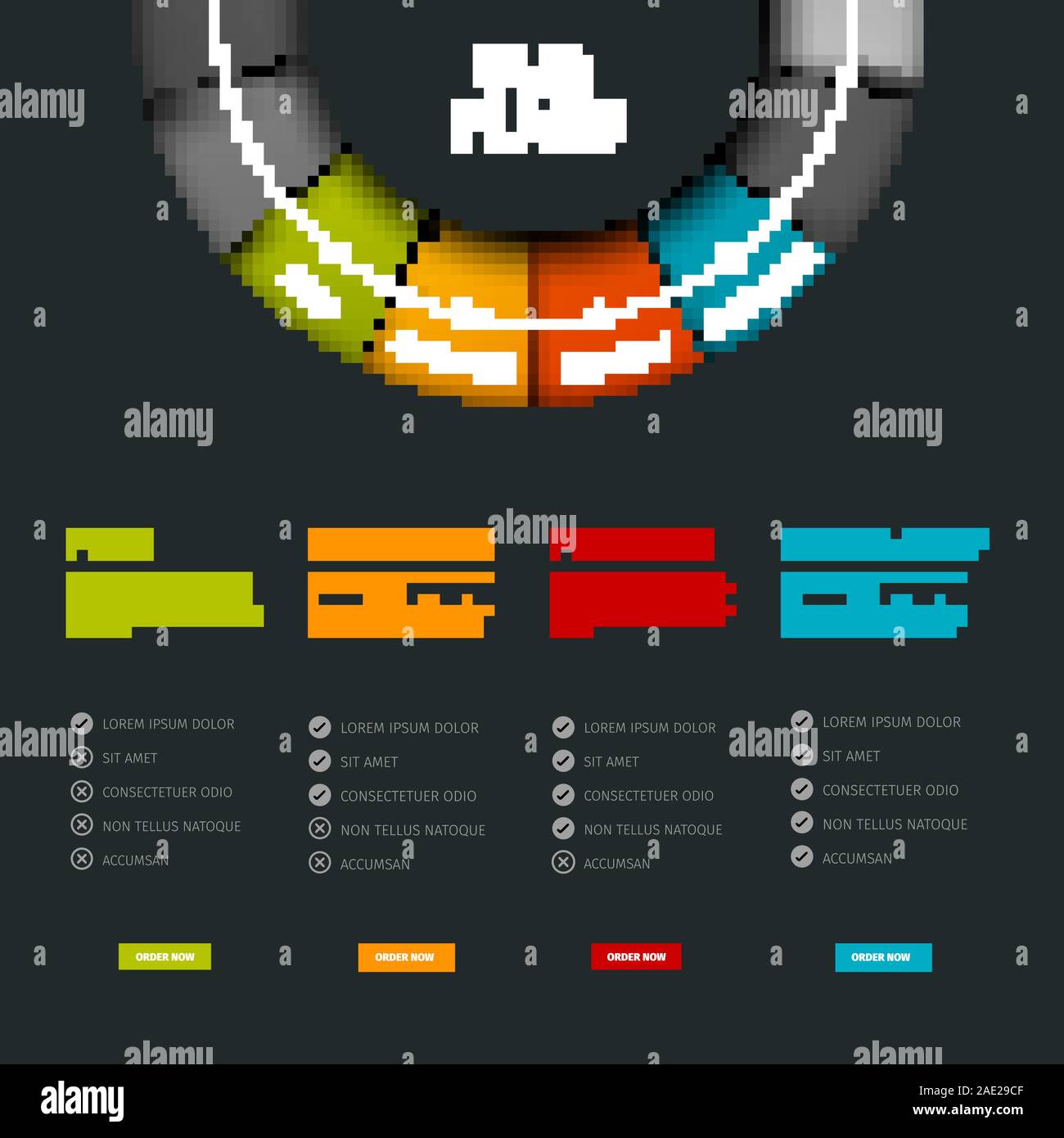 Product features schema template with four services subscription ...
