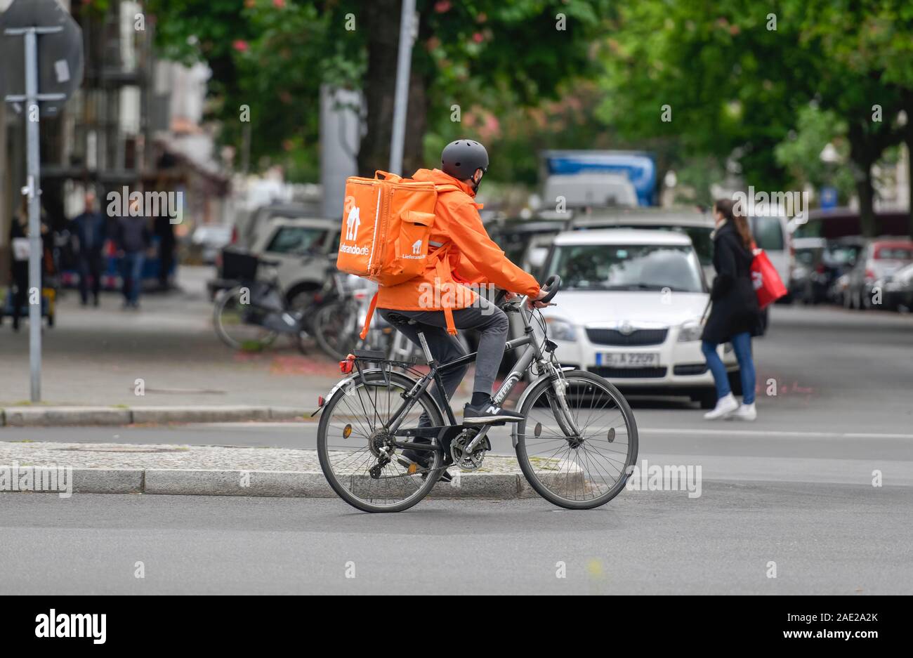 Lieferando-Fahrer, Wilmersdorf, Berlin, Deutschland Stock Photo
