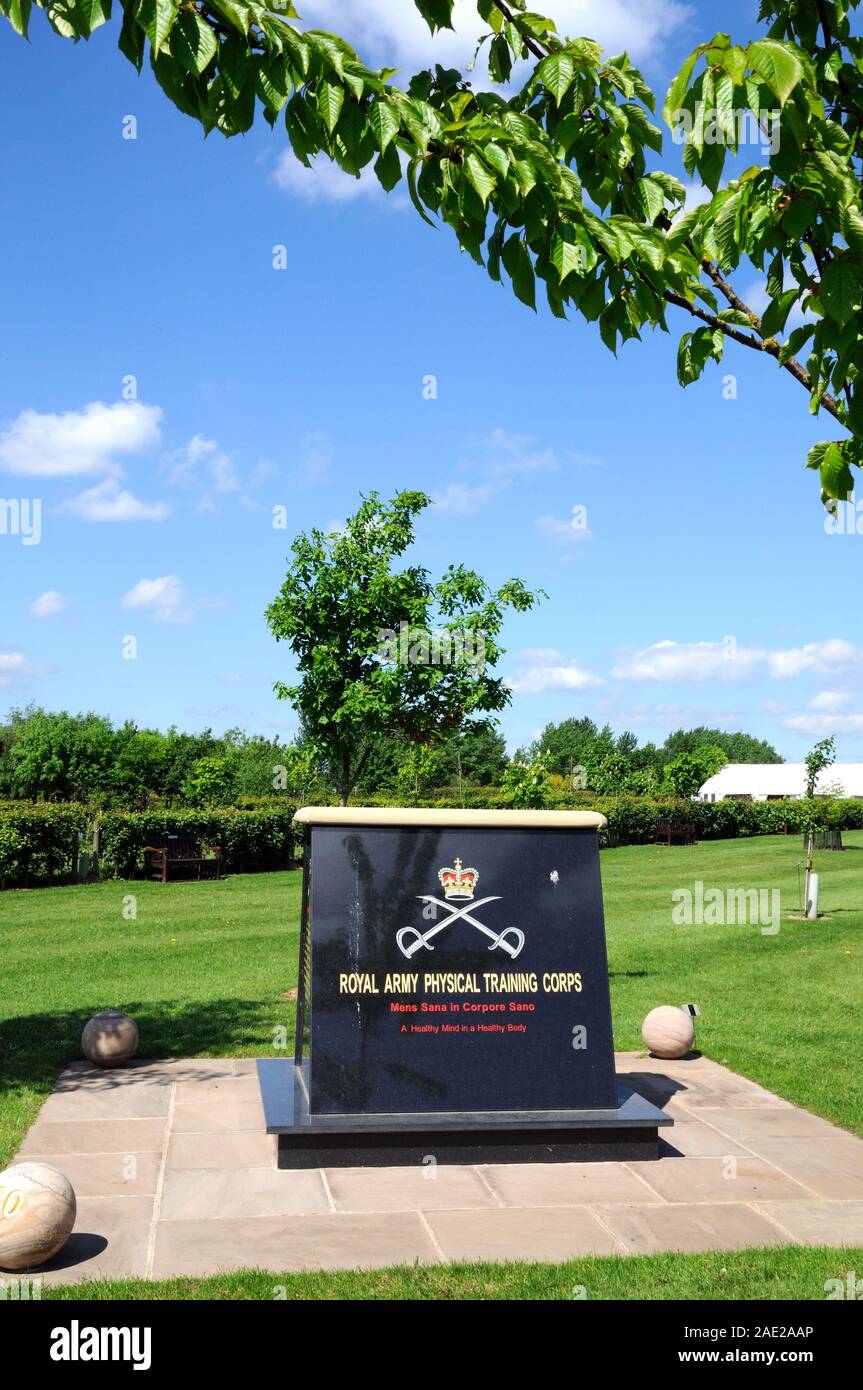 The Royal Army Physical Training Corps Memorial at the National Memorial Arboretum, Alrewas, England, UK. Stock Photo