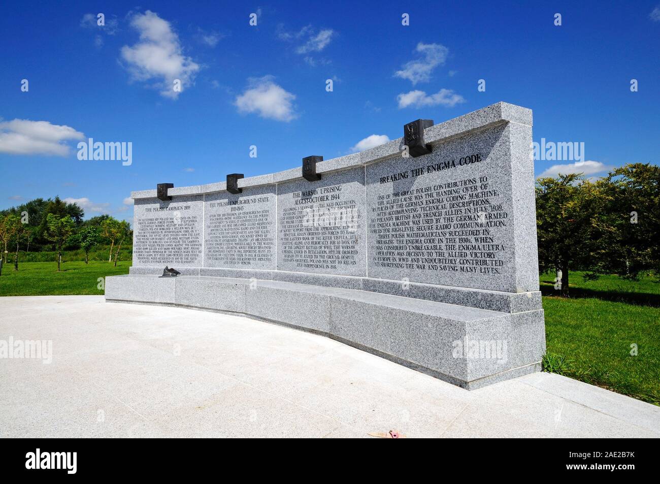 ALREWAS, UK - MAY 21, 2014 - Monument to the Polish Military Campaigns, National Memorial Arboretum, Alrewas, Staffordshire, UK, May 21, 2014. Stock Photo