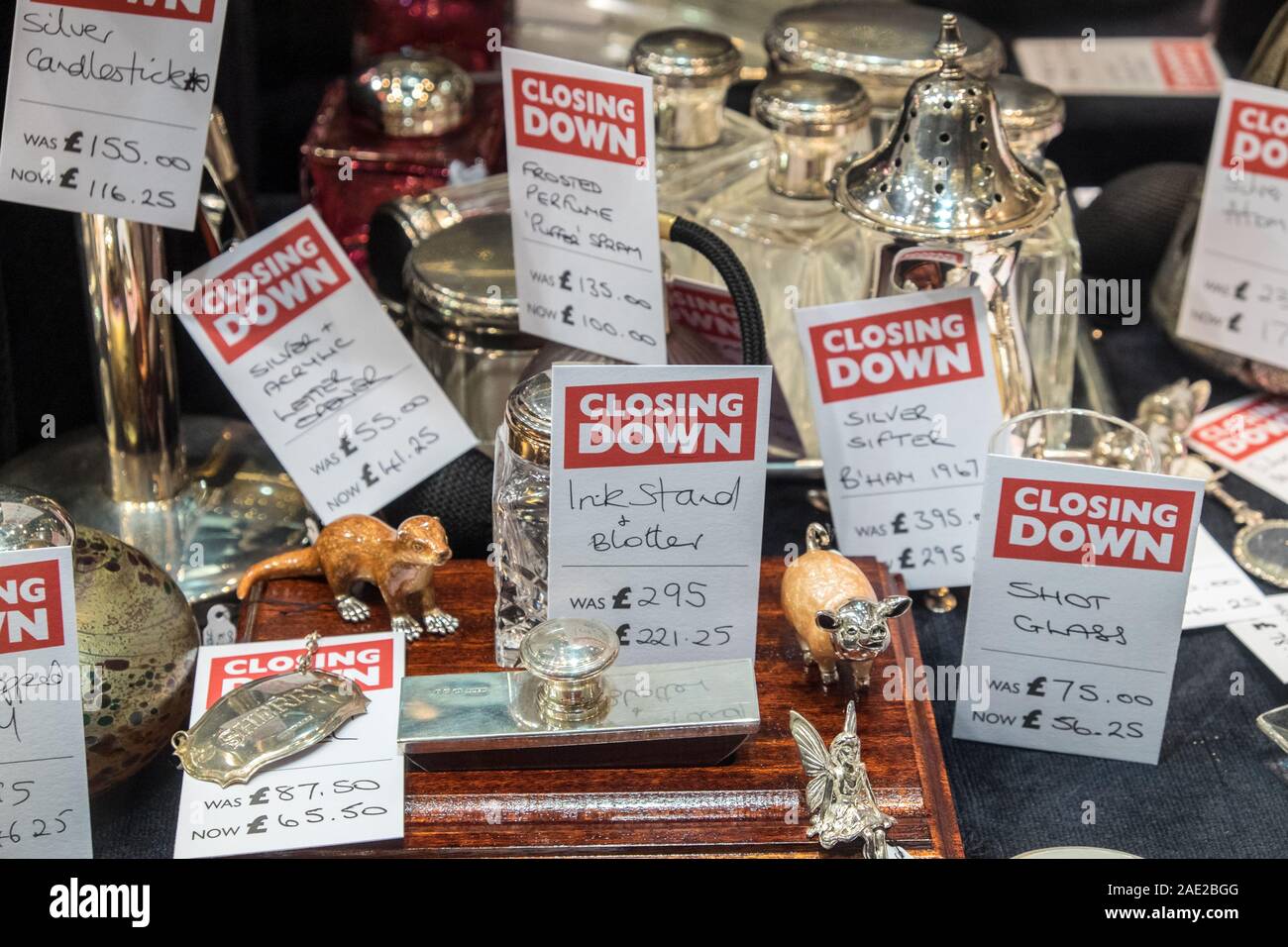 Expensive,silver,items,for,sale,at,closing down,sale,in,at,City,centre