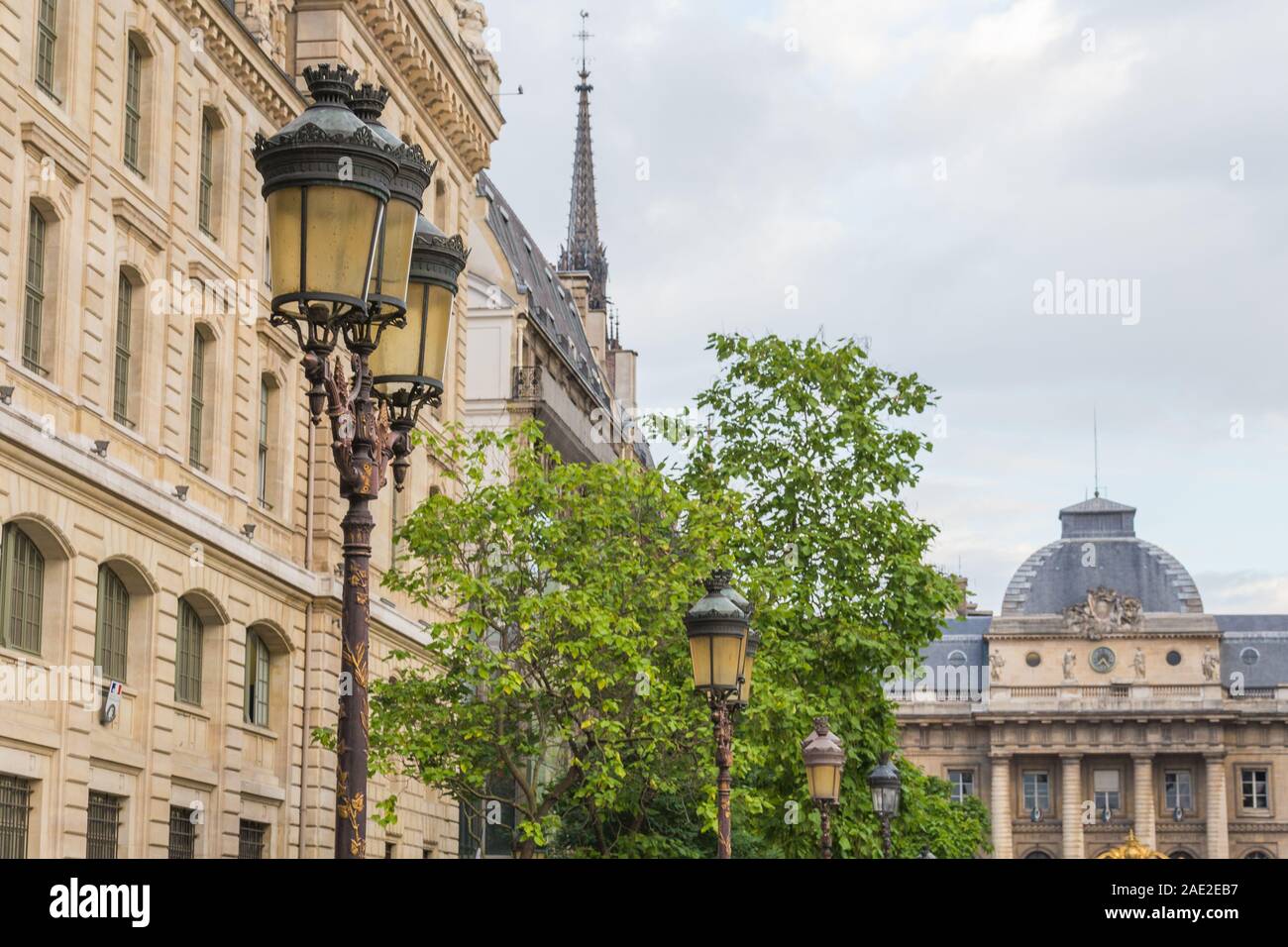 Famous tourist attractions on the streets of atmospheric and beautiful Paris in France on a sunny day Stock Photo