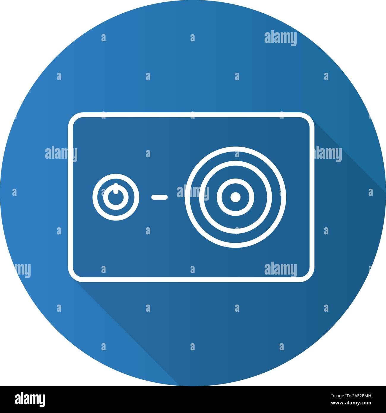 Action camera flat linear long shadow icon. Vector line symbol Stock Vector