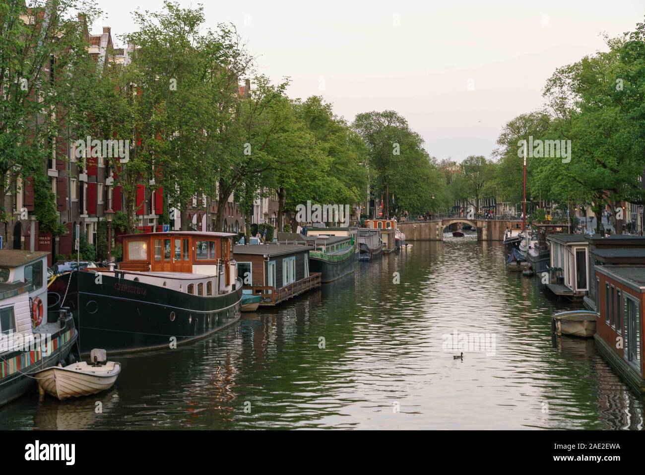 Brouwersgracht in summer evening, Amsterdam, Netherlands Stock Photo