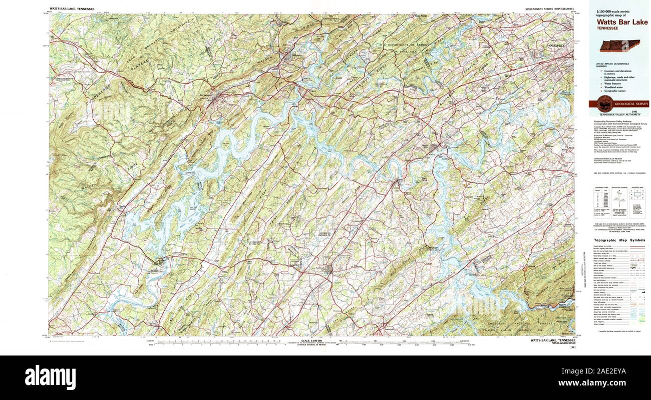 USGS TOPO Map Tennessee TN Watts Bar Lake 153427 1981 100000