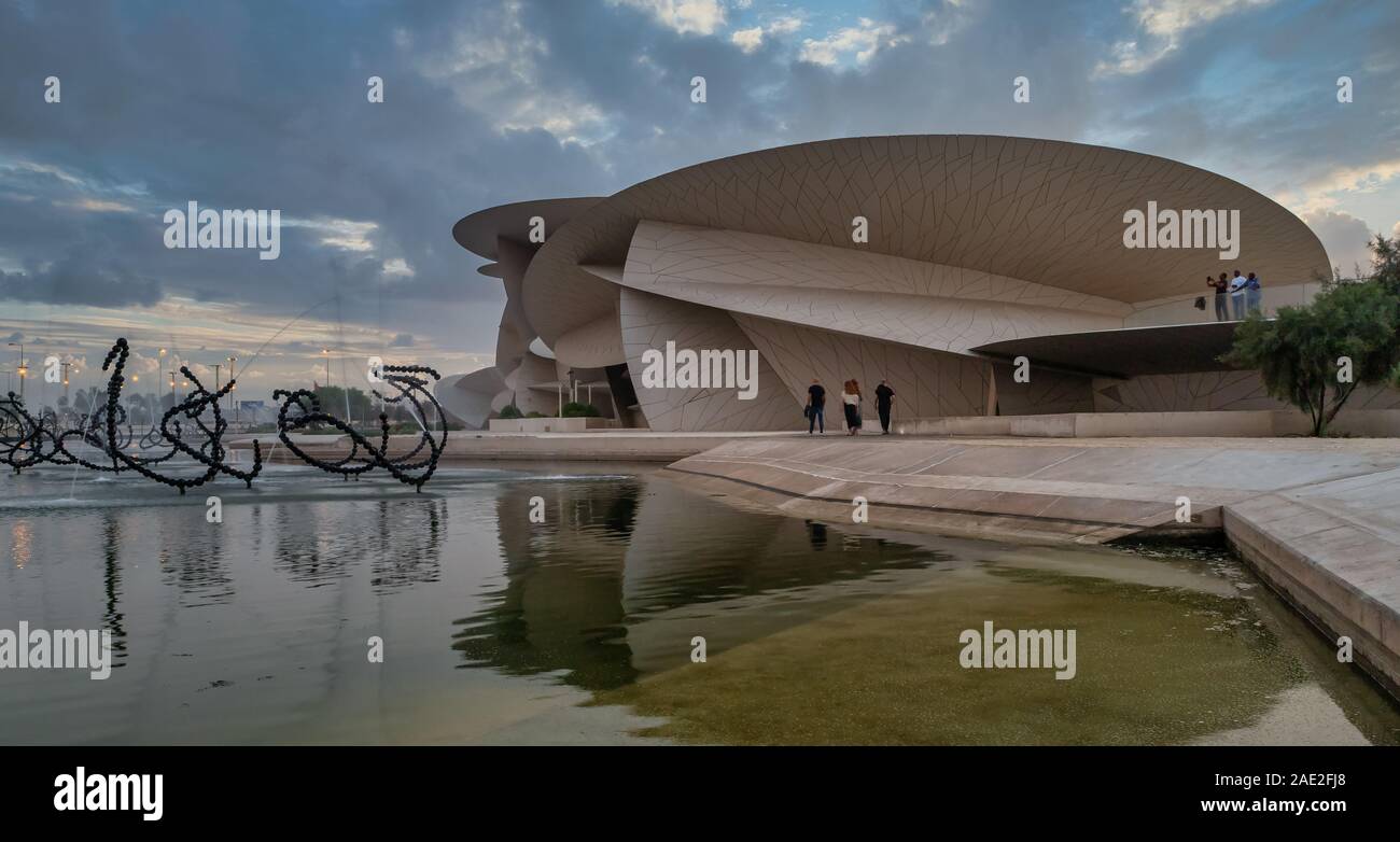 National Museum of Qatar (Desert rose) in Doha Qatar exterior daylight ...