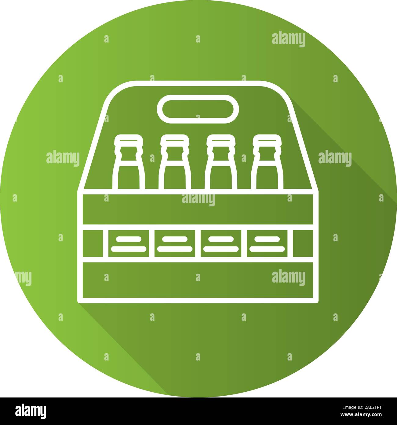 Beer bottles box. Flat linear long shadow icon. Vector line symbol Stock Vector