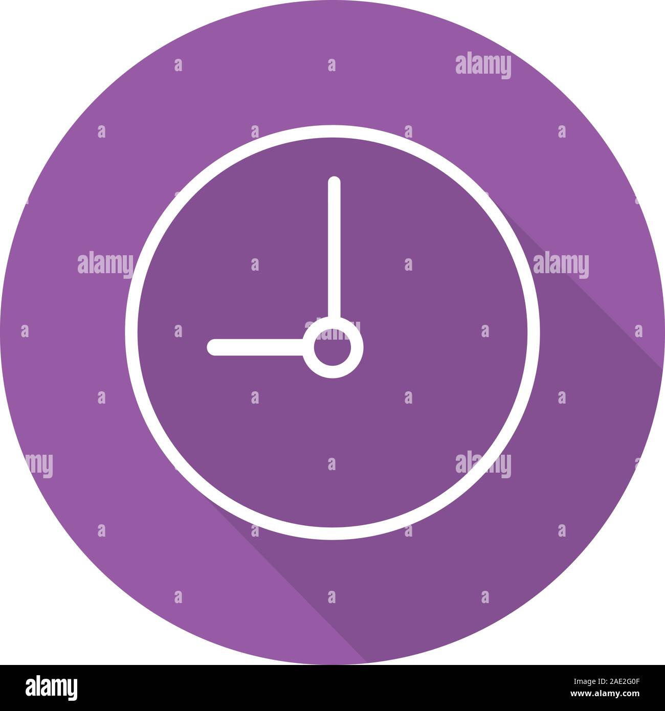 Clock flat linear long shadow icon. Time. Vector line symbol Stock Vector