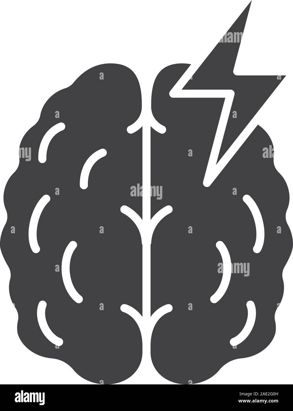 Stroke glyph icon. Cerebral hemorrhage silhouette symbol. Human brain ...