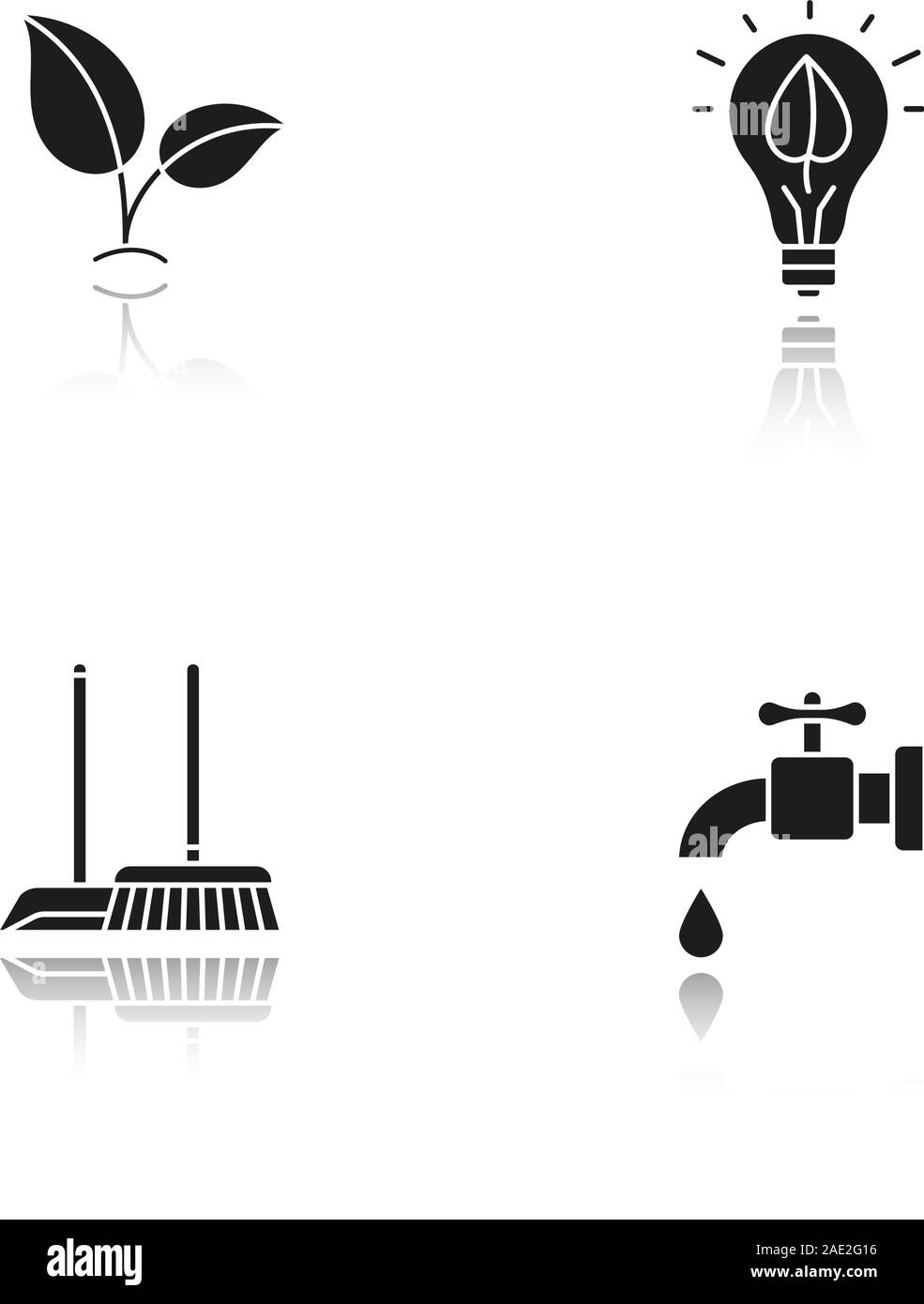 Environment protection drop shadow black icons set. Ecology sign ...