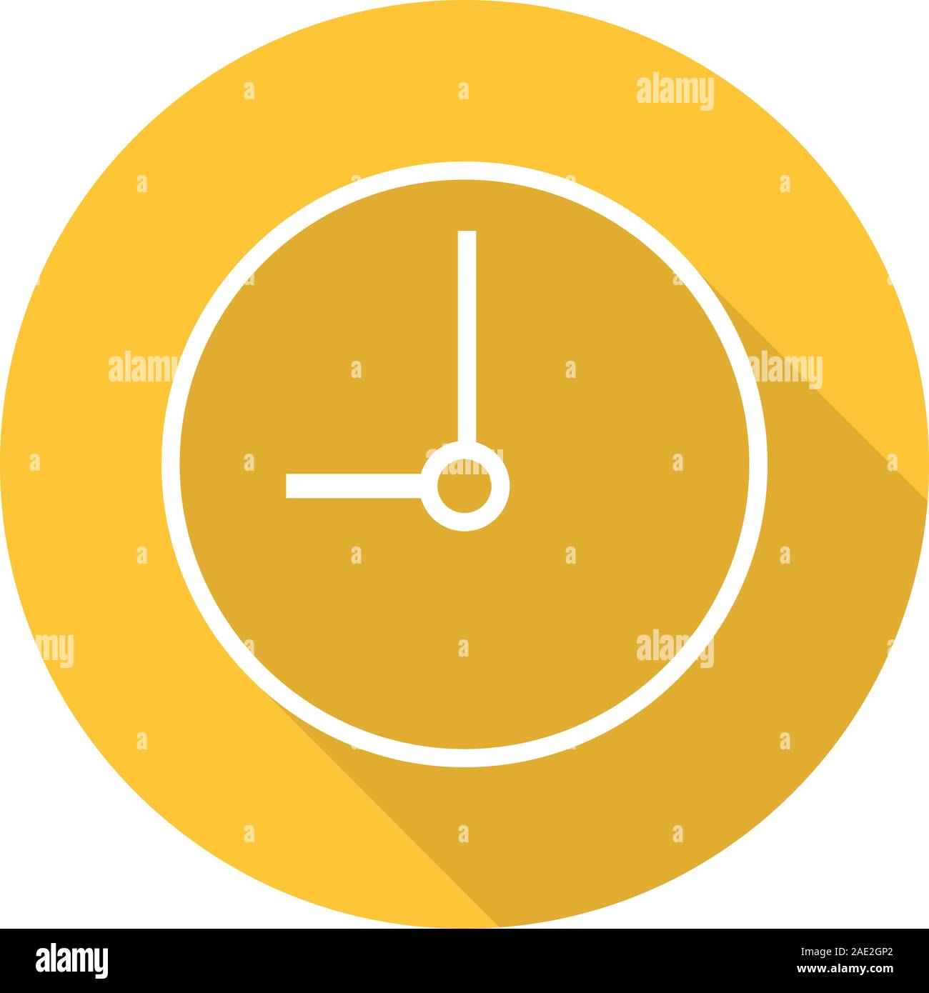 Clock flat linear long shadow icon. Time. Vector line symbol Stock Vector