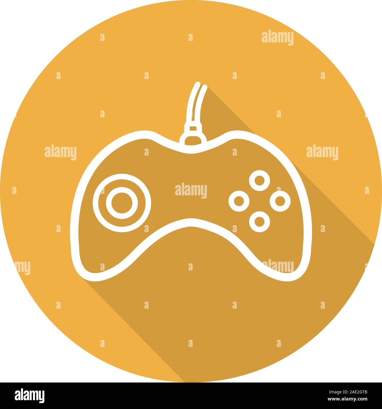 Gamepad flat linear long shadow icon. Joystick. Vector line symbol Stock Vector