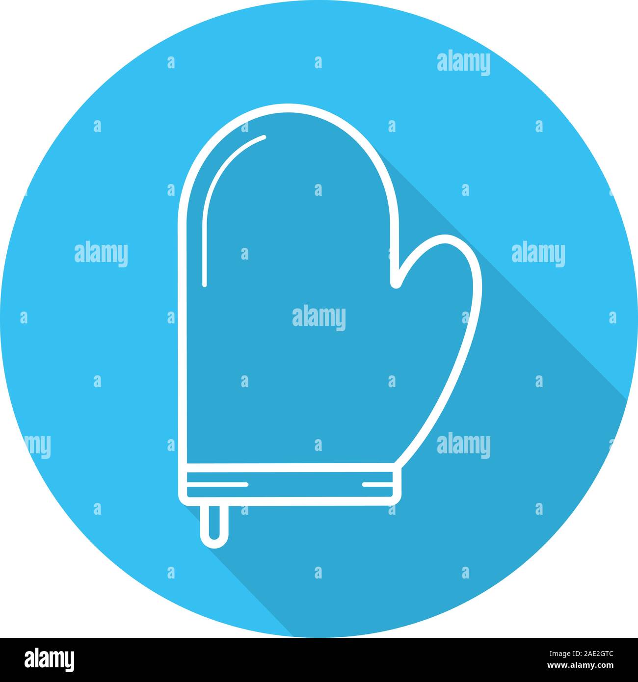 Oven mitt flat linear long shadow icon. Pot holder. Vector line symbol Stock Vector